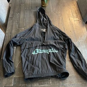Men’s Black Champion Quarter Zip Windbreaker Black Like New!